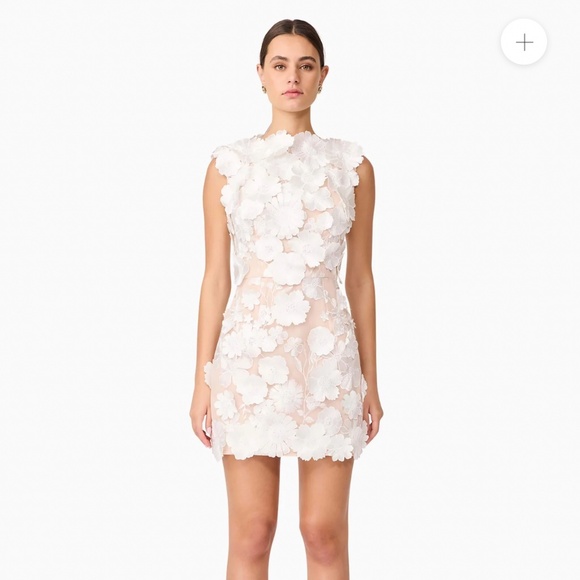Elliatt Dresses & Skirts - Elliatt Yvette 3D Floral Dress in Whire